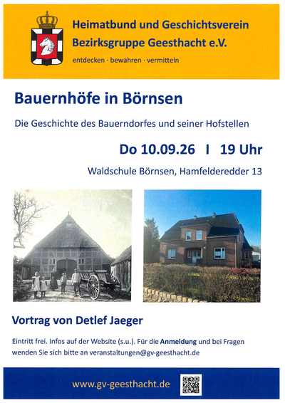 Vortrag Bauernh&ouml;fe in B&ouml;rnsen am 10.09.2026