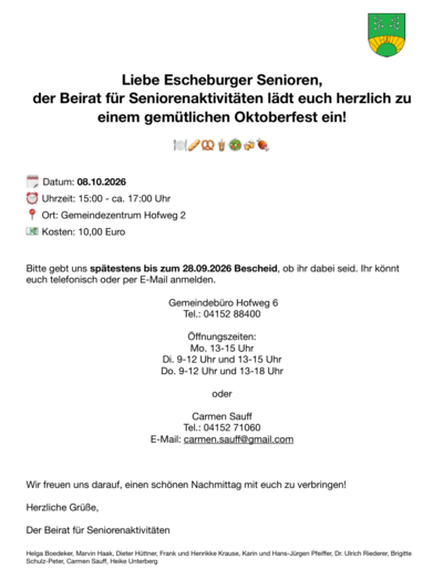 Flyer Oktoberfest 2026 Escheburg